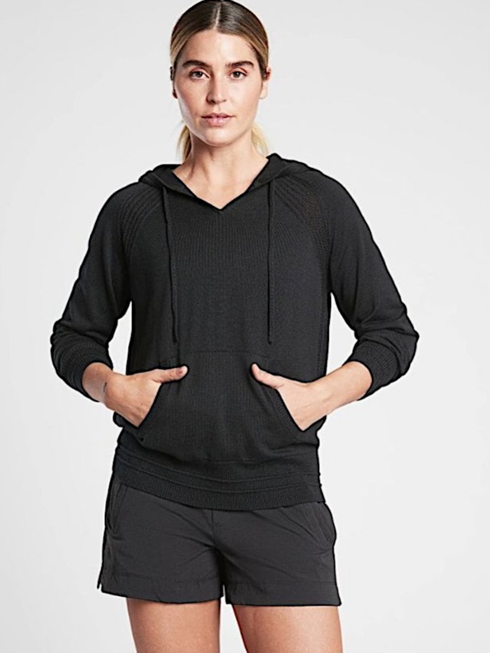 Athleta Black Evergreen Hoodie Sweater